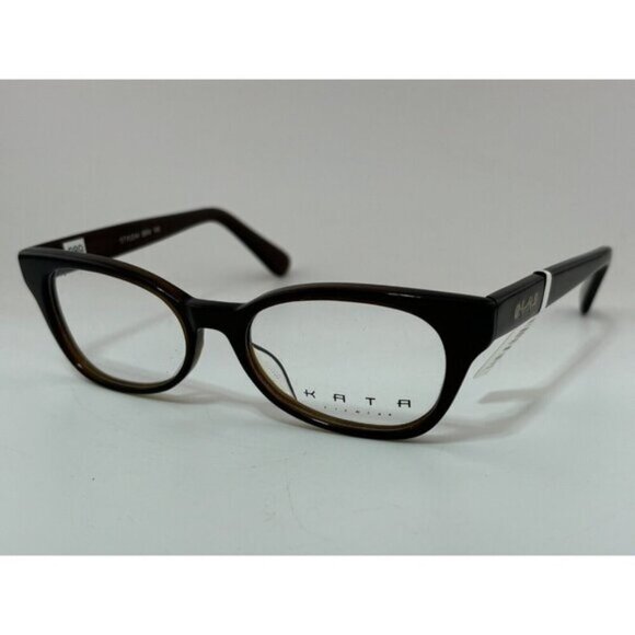 KATA Eyewear - Style 44 Brown 48-18-140 Plastic Round Rectangle Eyeglass Frames - Picture 1 of 7